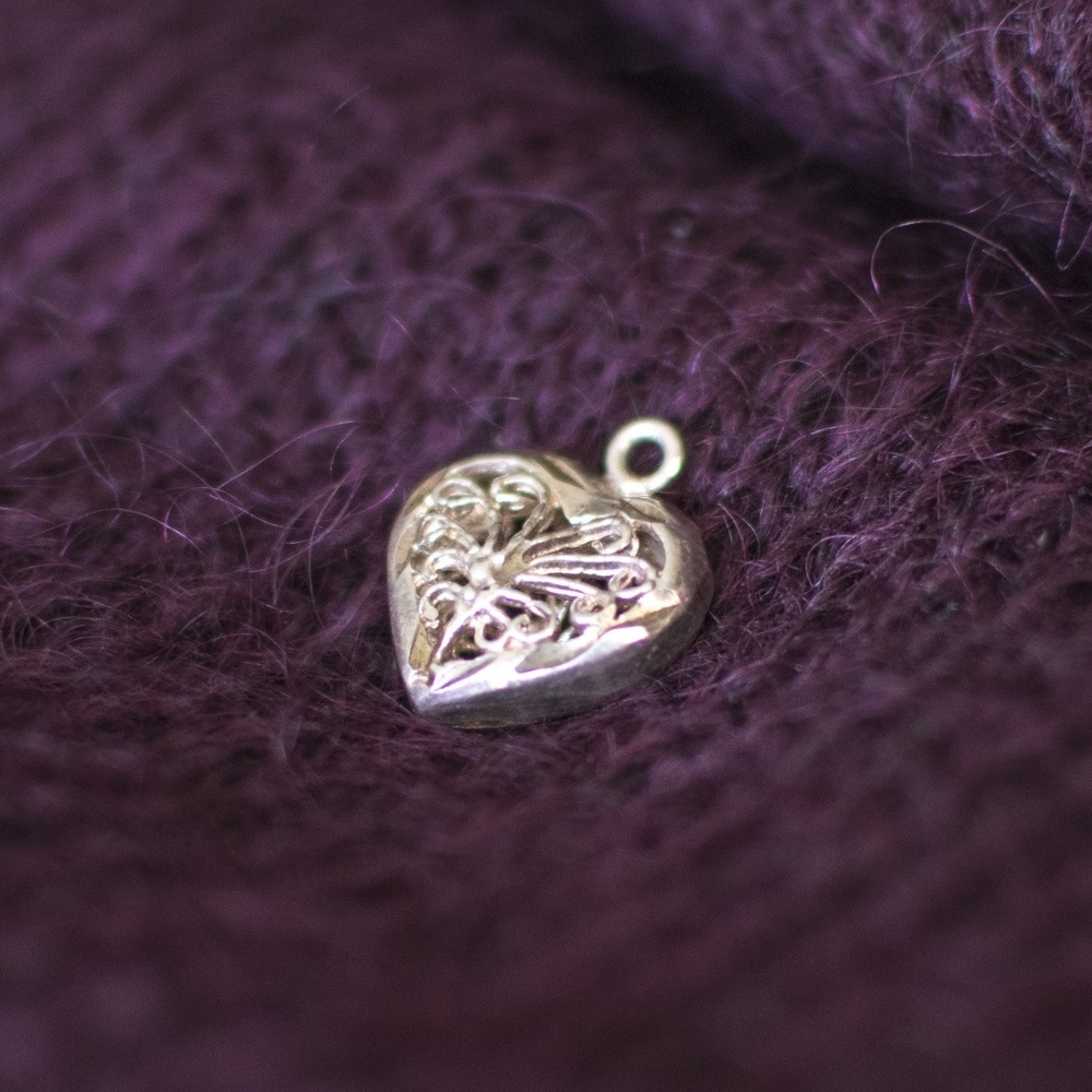 Silver heart butterfly pendant